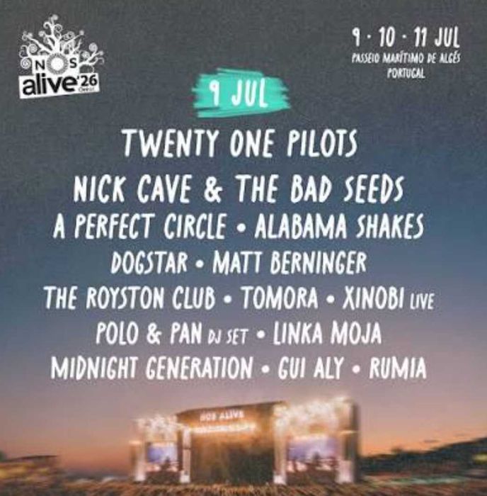 Bilhete Nos Alive 9 Julho metade do preço