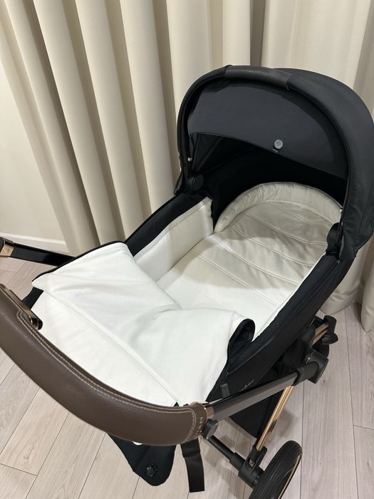 Коляска 2 В 1 Cybex Priam Sepia Black, Шасі Rosegold