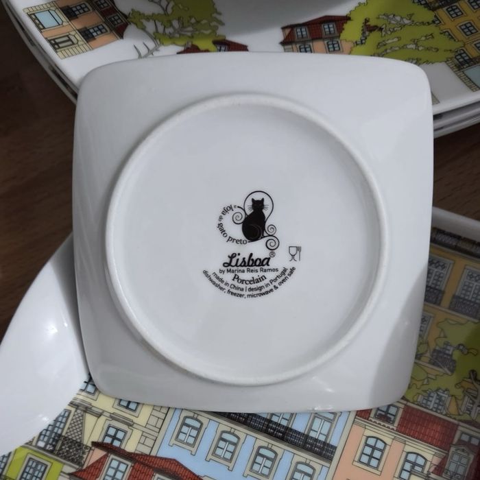 conjunto de louça - gato preto