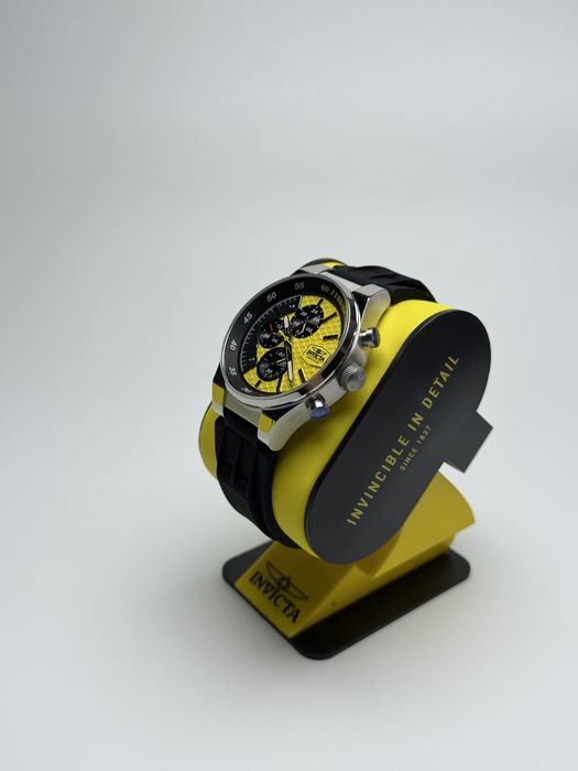 Invicta 47738, чоловічий годинник спортивний, годинник з яскравим жовтим циферблатом, інвікта хронограф