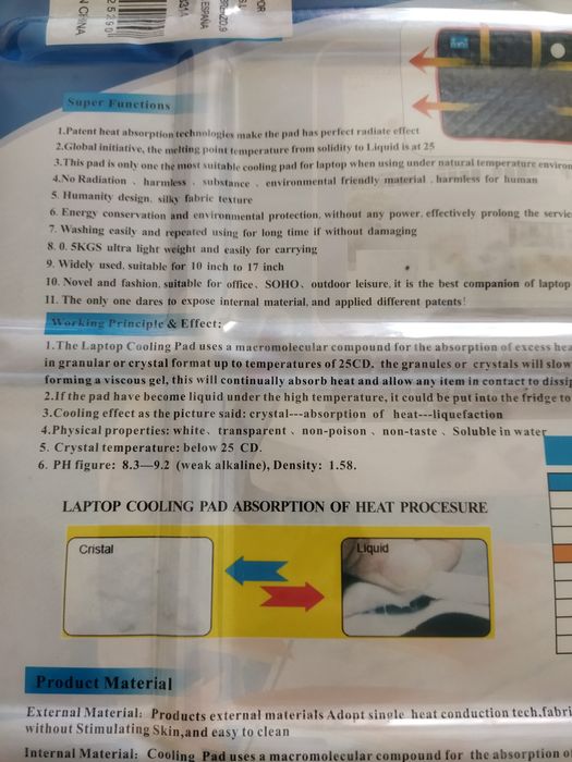 Cooling pad de cristais para portatil