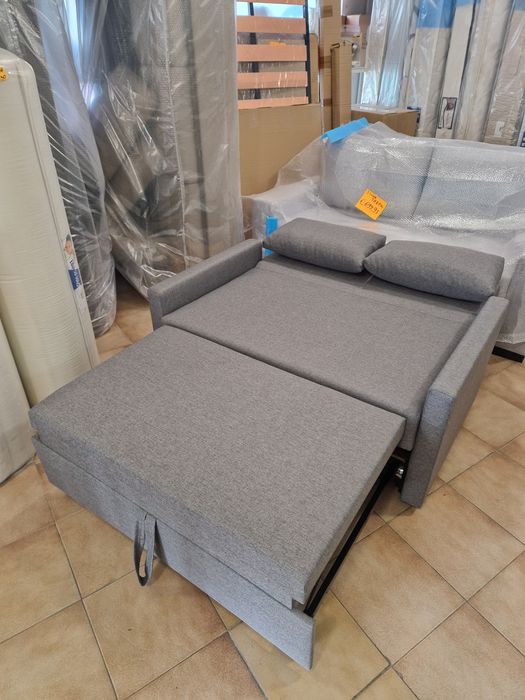 Sofá CAMA, Cinza, de 2 Lugares. NOVO