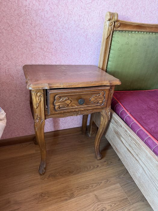 Комплект ліжко+тумби дерево вінтаж під реставрацію