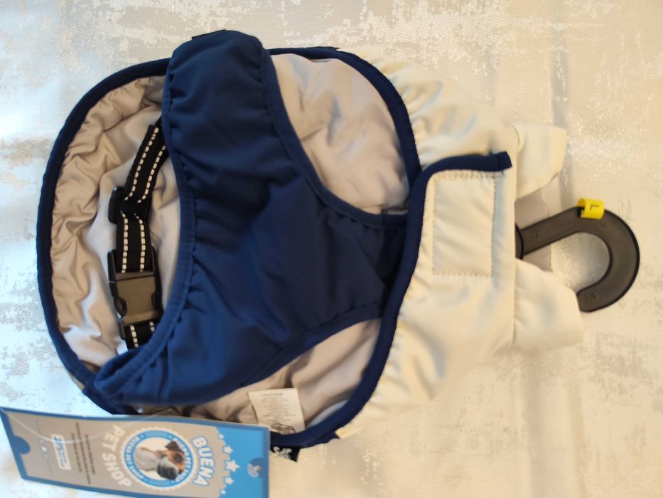 Casaco Impermeável azul e branco para Cão - Tamanho L