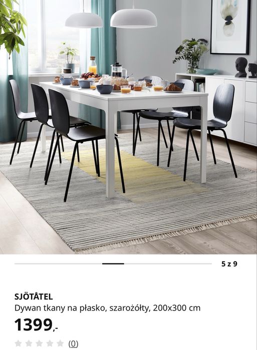 Dywan Sjotatel  tkany na płasko, szarożółty, 200×300 cm IKEA