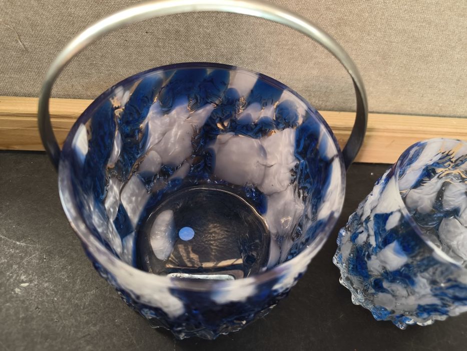 Conjunto Balde de Gelo e Copo em Vidro Artístico