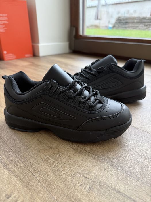 Buty Damskie Sneakersy Sportowe Czarne Platforma • Rozm. Eu 38 - 24 cm • Szybka Wysyłka