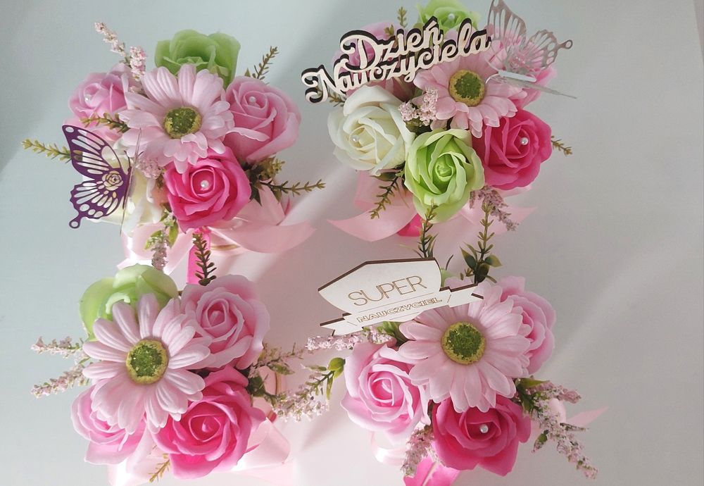 Mydlane kwiaty box Dzień Babci