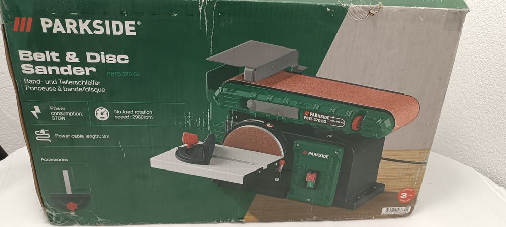 Стрічково-дискова шліфувальна машина Parkside PBTS 370 B3 Гриндер парк