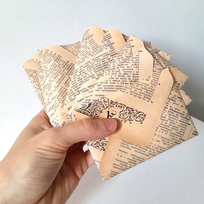 10 Envelopes Artesanais Vintage Dicionário para Cartões de 7.2 x 10cm