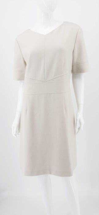 HUGO BOSS sukienka ecru ołówkowa elegancka dzianina midi 42