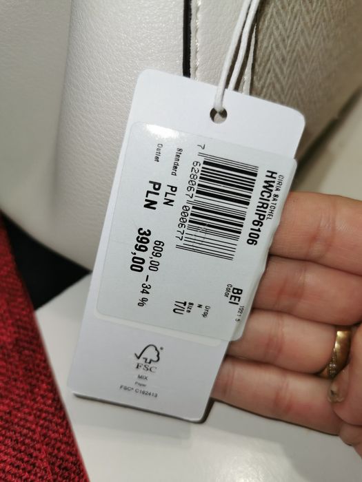 Nowa oryginalna torebka firmy Guess model Ciria Satchel ecry