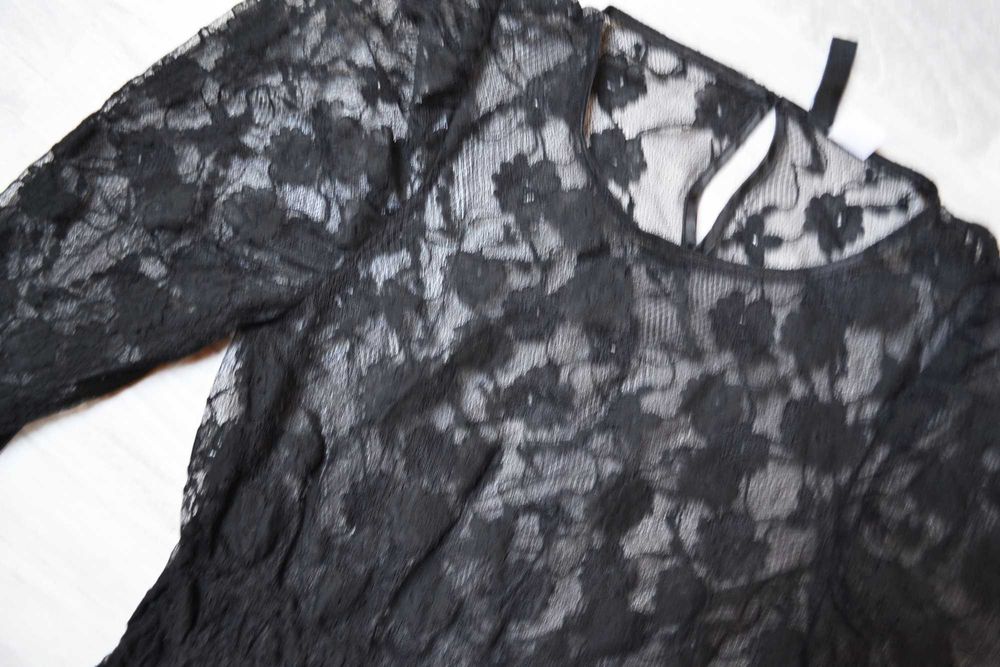 H&M bluzka w koronkę czarna S goth style
