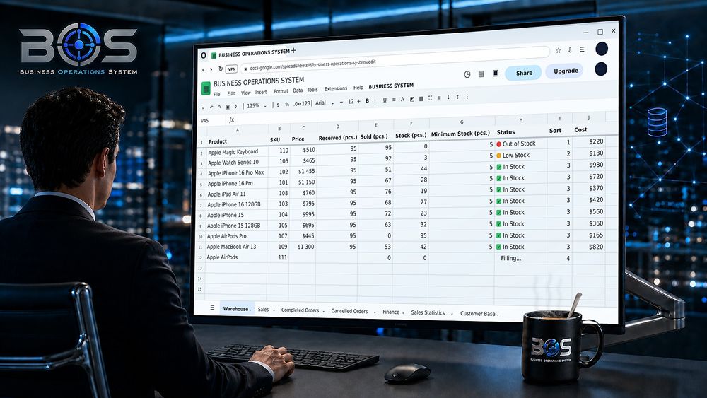 BOS — CRM, облік товарів і продажів у Google Таблицях