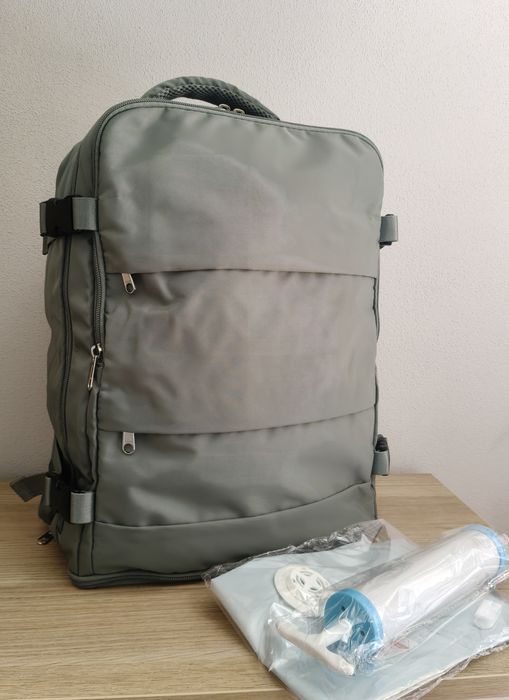 Mochila Kaki + saco vácuo e bomba