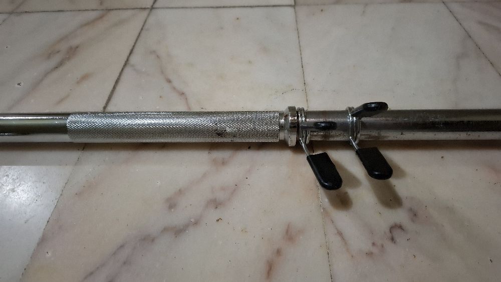Barra 120cm 30mm 2 discos 5kg e barra harter 45cm 30mm