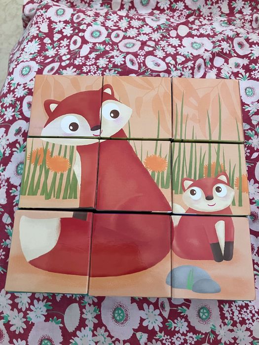 Puzzle infantil de 9 cubos famílias de animais