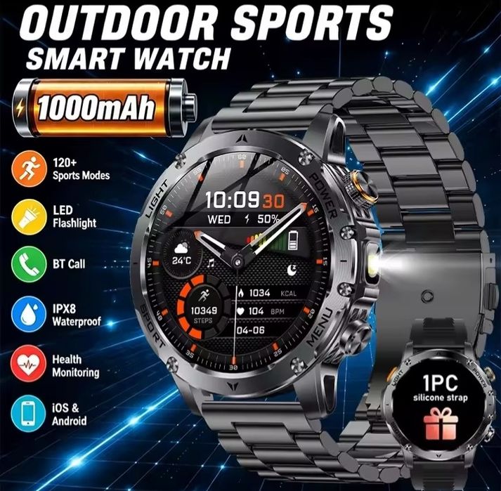 Тактичний  Смарт годинник Smart Watch HARDY AK87 Black