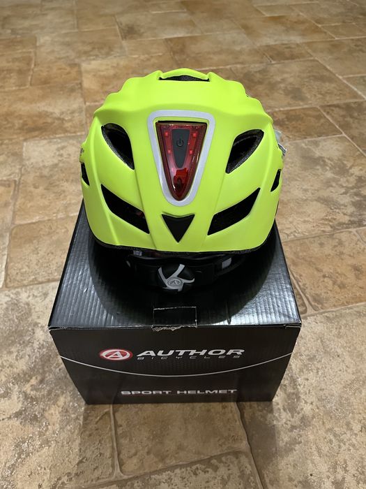 Kask rowerowy AUTHOR z lampką Pulse LED X8 żółty(fluo)