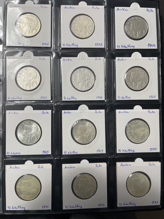 Moedas prata Austria 1924 a 1979 (98 moedas)
