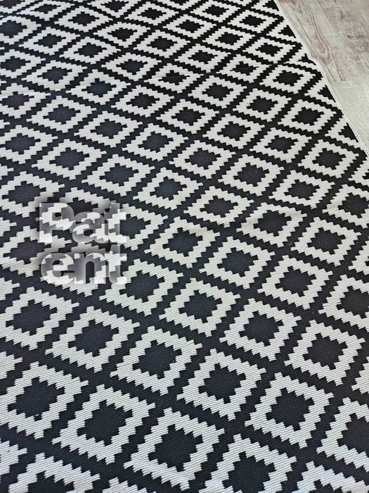 Dywan chodnik 80x150 boho etno wzór romby z frędzlami do salonu