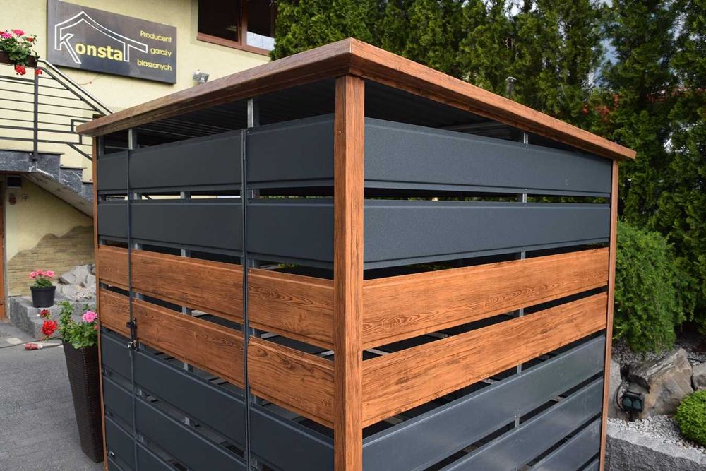 Nowoczesna - Wiata śmietnikowa 2x2m - kosz na śmieci - wiata na śmieci