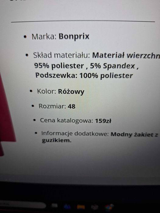 Żakiet różowy Bonprix 48