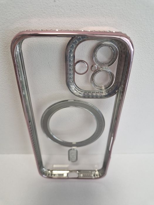 Bling Magsafe Case do Iphone 16 różowy