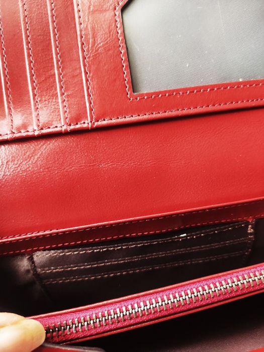 Кожаный женский Кошелек(гаманець). Красный (Коралловый)