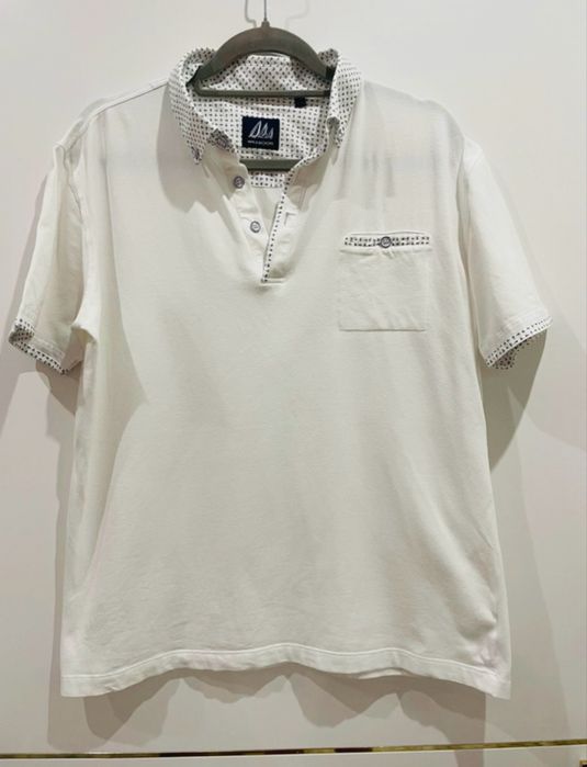 Koszulka polo t-shirt Willsoor firmowy biały groszki k. 41/42 L