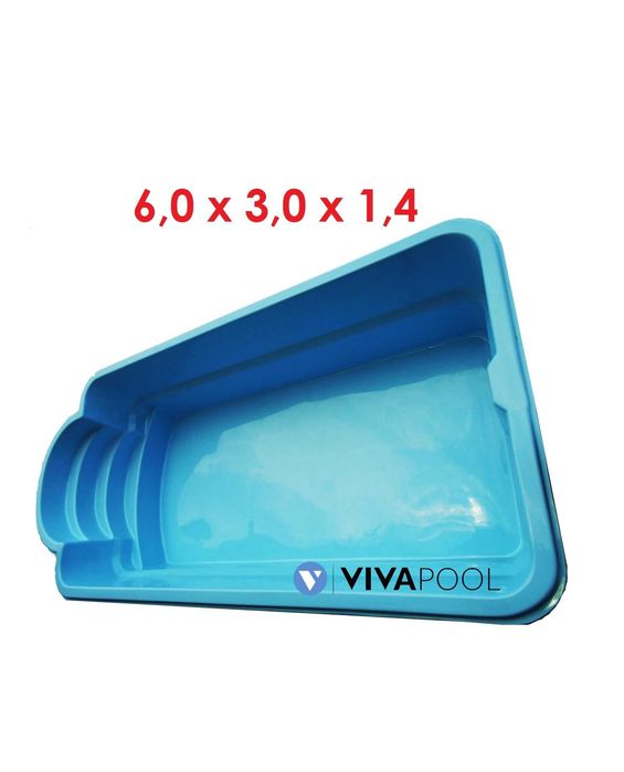 Basen poliestrowy 6,00 x 3,00 x 1,40 | LED + pompa ciepła!