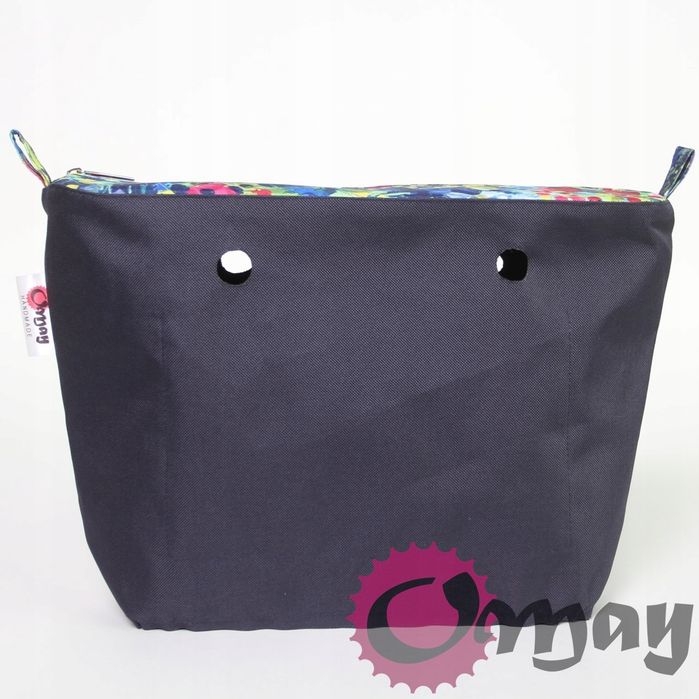 organizer OBAG MINI kolorowe kwiaty akwarela różowy 2 kieszenie OMAY