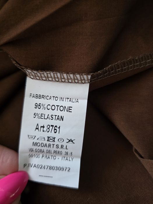 Włoska czekoladowa koszula z koronką oversize 44 46 48