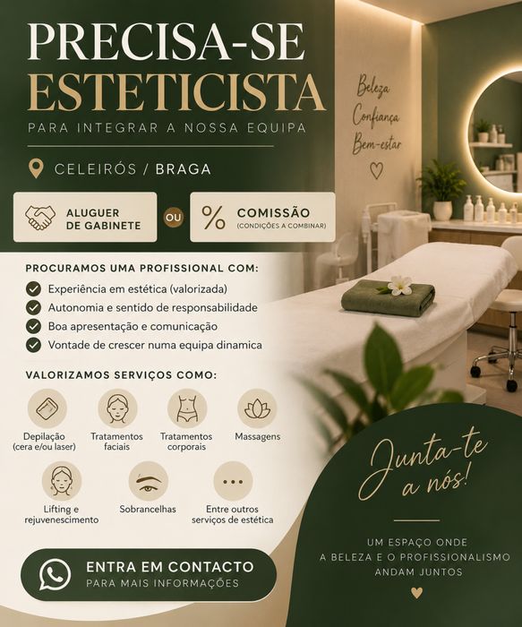 Aluguer de gabinete - Esteticista