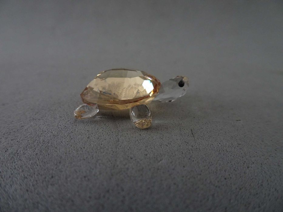 Swarovski Tortoise Baby Figurine, Crystal Golden Teak Turtle Tartaruga