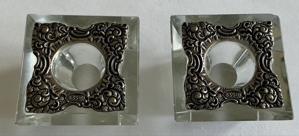 Подсвечник серебро и хрусталь винтаж . Германия