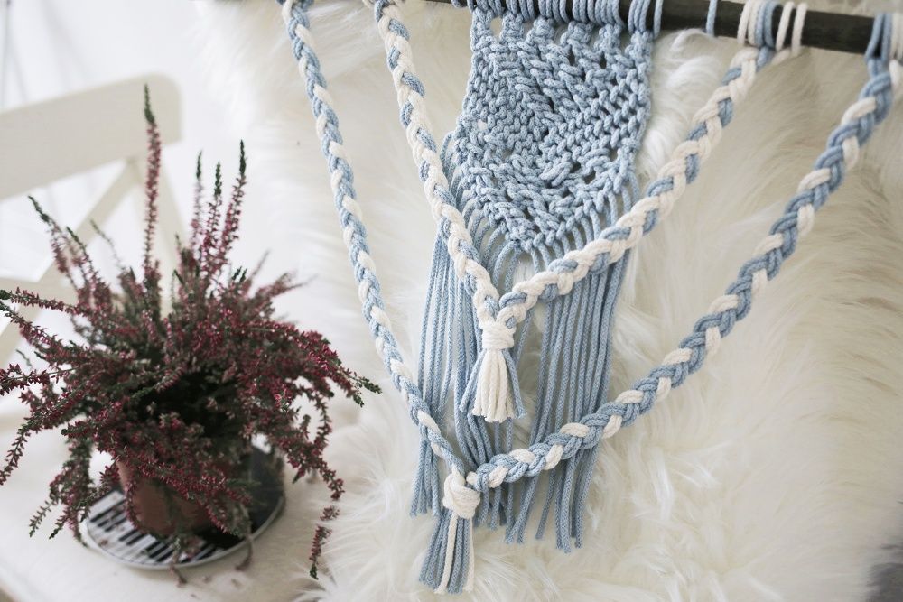 Makrama boho hand made diy ręcznie robiona folk ozdoba ścienna warkocz