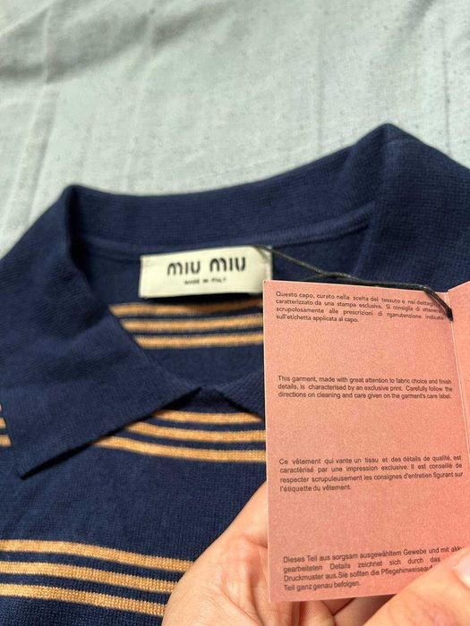 Miu Miu Polo t-shirt koszula swetr Striped cashmere and silk nowa m