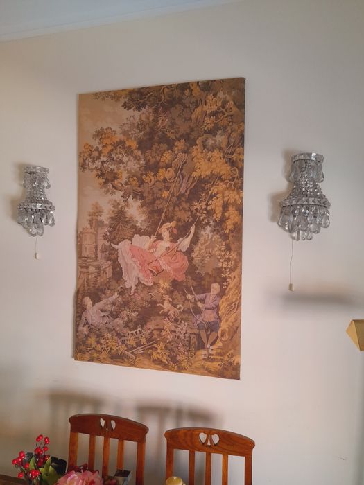 Tapeçaria com figuras romanticas