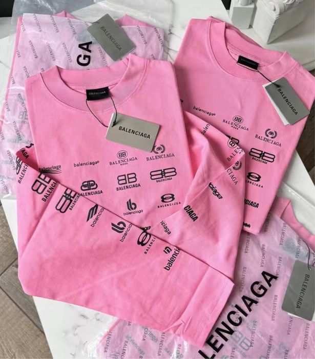 Футболка лонг Balenciaga рожева
