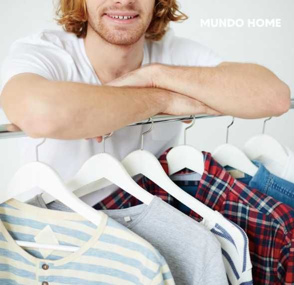 10 x cabides de madeira branca maciça para roupa