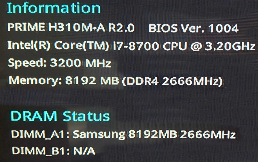 Komputer i7-8700 6 rdzeni / 12 wątków / 8 GB RAM / NVMe 256 GB