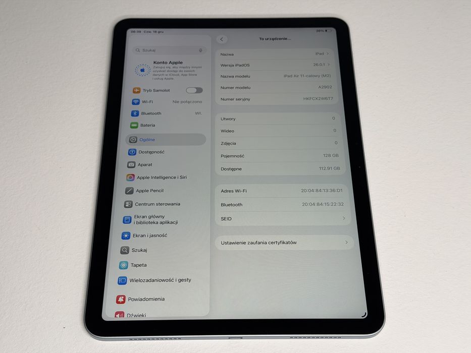 iPad Air 6 (A2902) - 128GB - Apple M2 - faktura VAT 23%