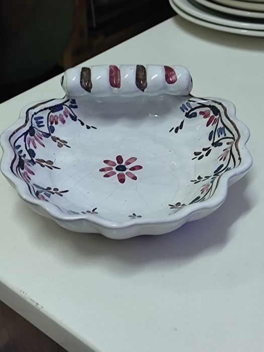 Antiga Saboneteira Ceramica Portugal Pintada a mao