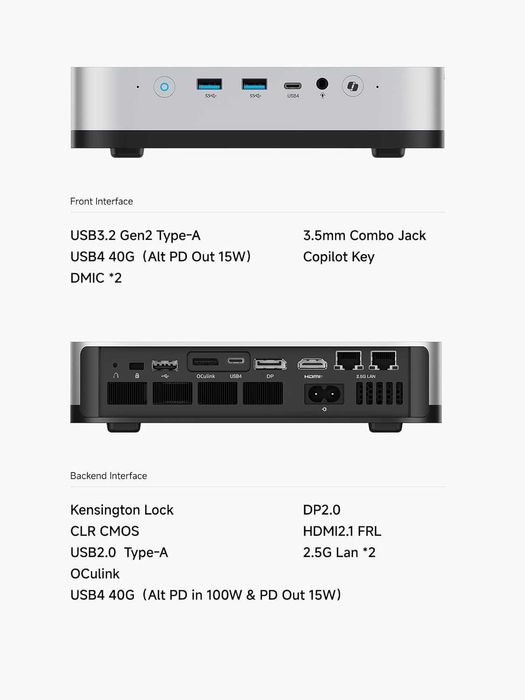MINISFORUM Mini PC AI X1 Pro AMD Ryzen AI 9 HX370(12Cores/24 Threads)&AMD Radeon