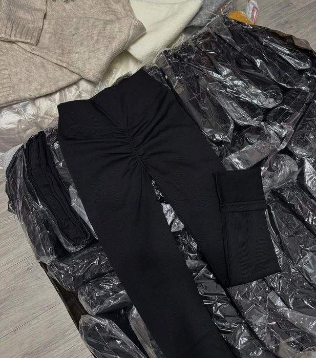 Зимові утеплені. Лосіни з Push ap, пуш ефект в рубчик, висока посадка