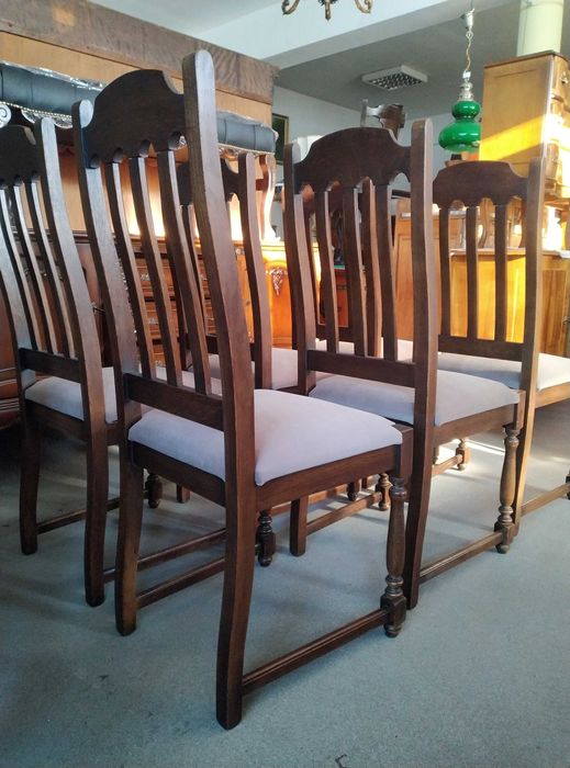 Stylowe krzesła dębowe komplet 6 sztuk