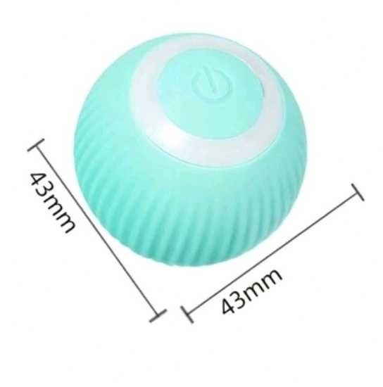 Inteligentna piłka dla kota psa zabawka interaktywna LED USB turkusowa