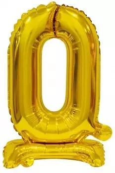 Balon foliowy stojący. Cyfra 0 (38 cm), złota. Godan