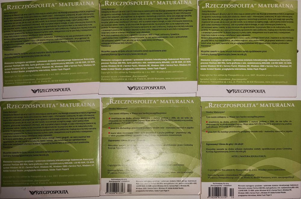 Przygotowanie do matury materiały CD różne przedmioty